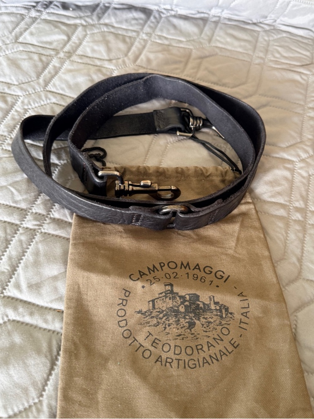 Campomaggi black Leather crossbody Strap - Italian made
New
